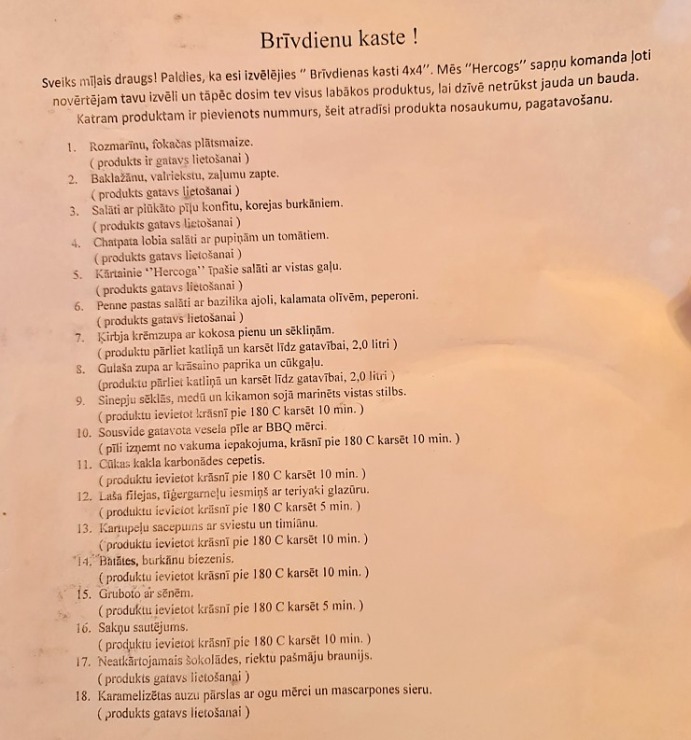 Izbaudām Mārupes restorāna «Hercogs» bagātīgo «Brīvdienu kasti 4x4» Latgalē 309222