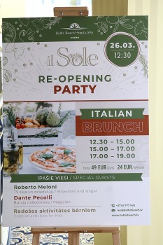 Jūrmalas viesnīcas «Baltic Beach Hotel» restorāns «il Sole» svinīgi un bagātīgi atklāj «Italian Brunch» 2