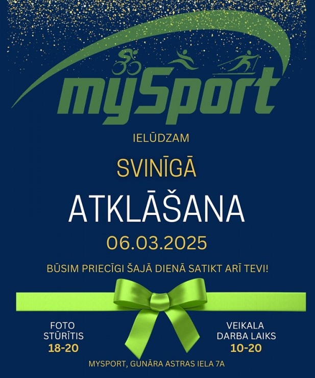 Sporta veikals aktīvam dzīvesveidam «MySport» pārceļas Rīgā uz jaunām telpām 368602