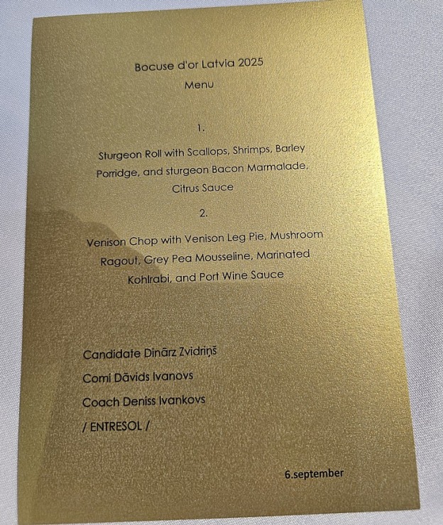 Prestižo kulinārijas konkursa «Bocuse dOr Latvia 2025» balvu iegūst šefpavārs Dinārs Zvirgzdiņš 376826