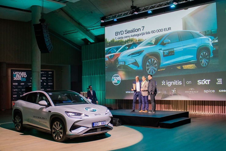 «Latvijas e-auto 2025/26» par uzvarētājiem kļūst «Audi A6 e-tron», «BYD Sealion 7» un «Renault R5 E-Tech Electric»  «Latvijas e-auto 2025/26» par uzvarētājiem kļūst «Audi A6 e-tron», «BYD Sealion 7» un «Renault R5 E-Tech Electric» 380542