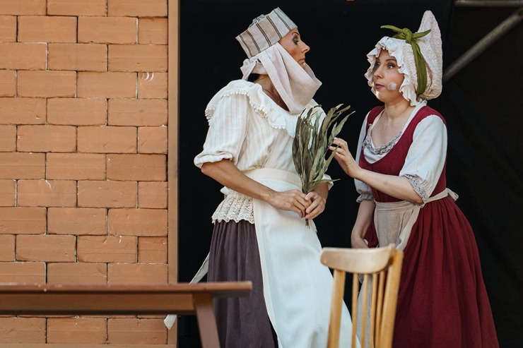 Skatām brīvdabas izrādi «Skroderdienas Silmačos» Siguldas pilsdrupu estrādē. Foto: Zane Magone 394711