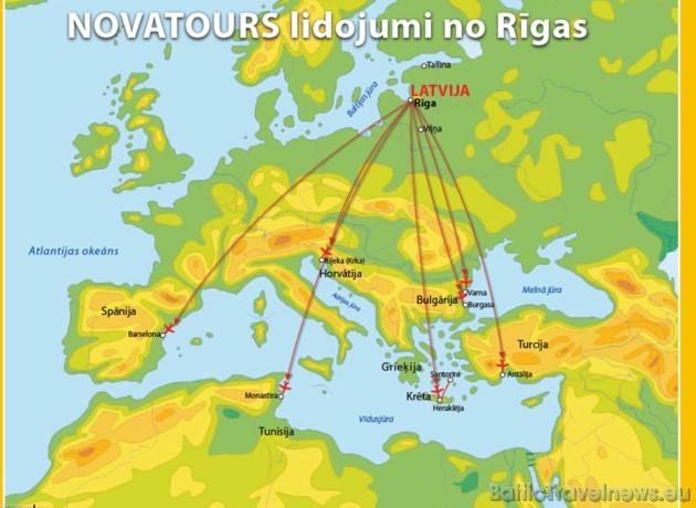 2010.gada vasaras sezonas ceļojumu piedāvājumā ir iekļautas tādas valstis kā Turcija, Spānija, Grieķija, Bulgārija, Horvātija, Tunisija 40709