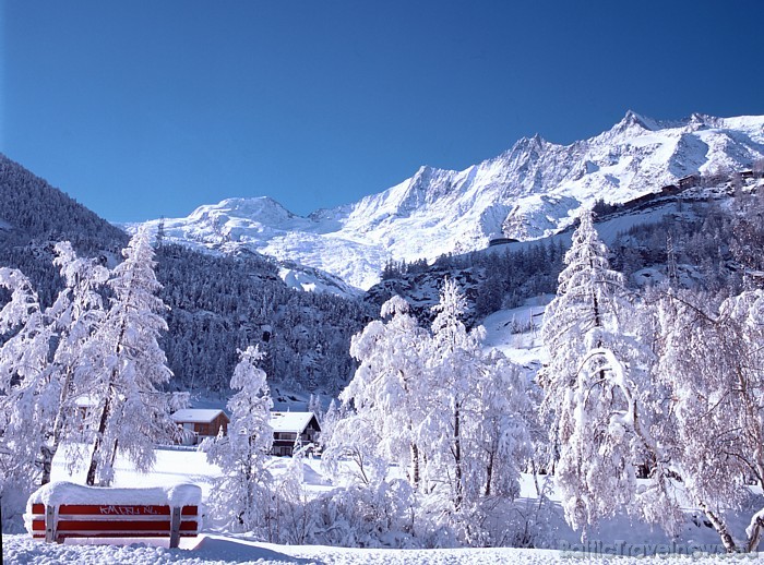 Zāsas ielejas augstais novietojums kalnos garantē to, ka ziemā te ir sniegs
Foto: Photopress/Saas-Fee 50904