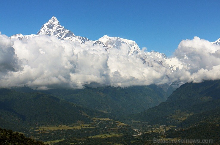 Skats uz svēto virsotni Machapuchare jeb Zivs asti. Sarangkot, Nepāla 143953