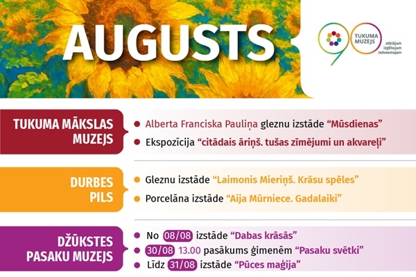 Tukuma muzeja pasākumi un izstādes augustā, septembrī