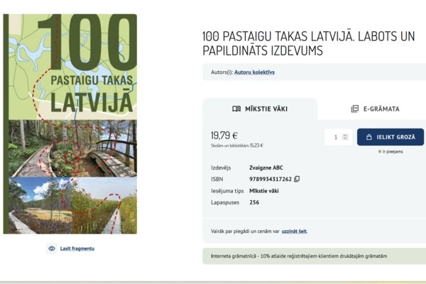 Jauna grāmata: 100 pastaigu takas Latvijā. Labots un papildināts izdevums