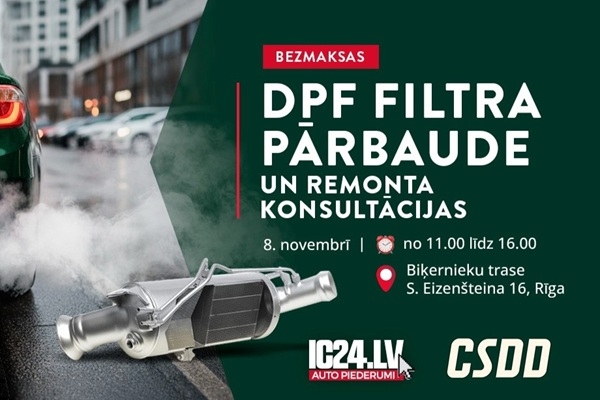 Kvēpu filtru bezmaksas pārbaudēm negaidīti liels pieprasījums, šo sestdien autovadītājus aicina uz jau otro bezmaksas pārbaudi